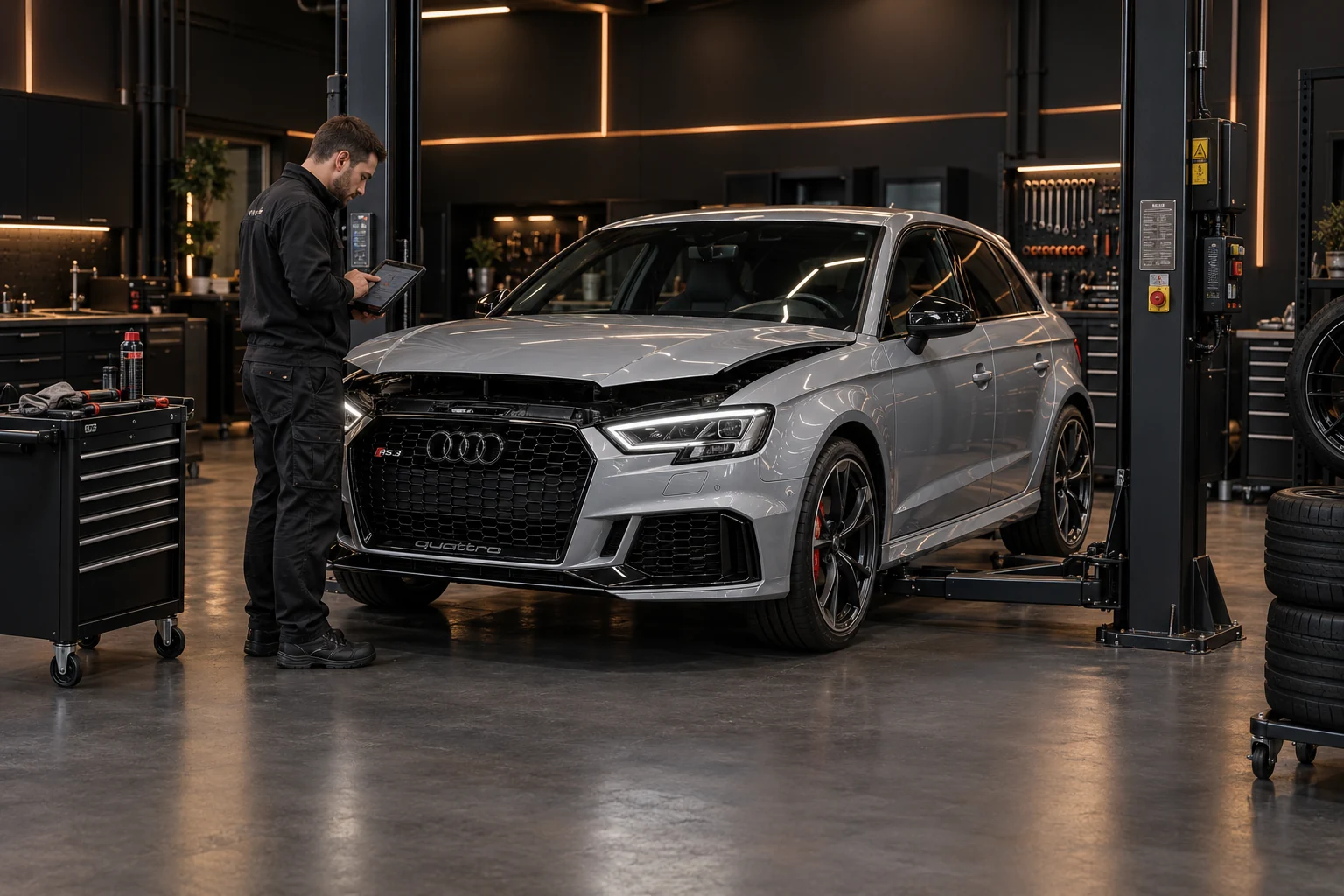 Audi bei der Fahrzeugdiagnose in einer Werkstatt